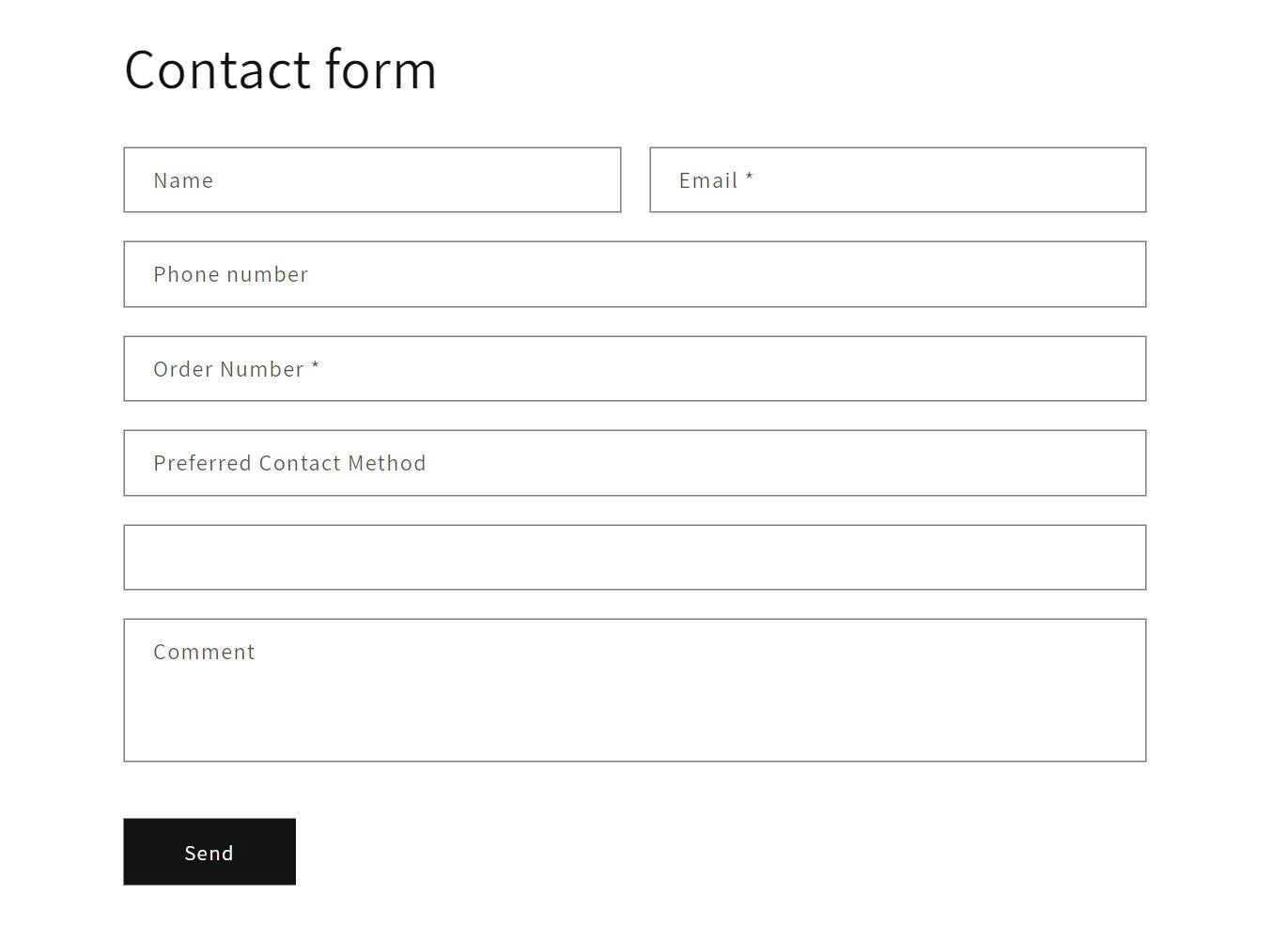 Desktop view of Enhanced Contact Form displaying additional input fields